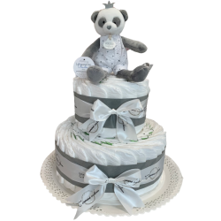Gâteau de couches et son panda gris