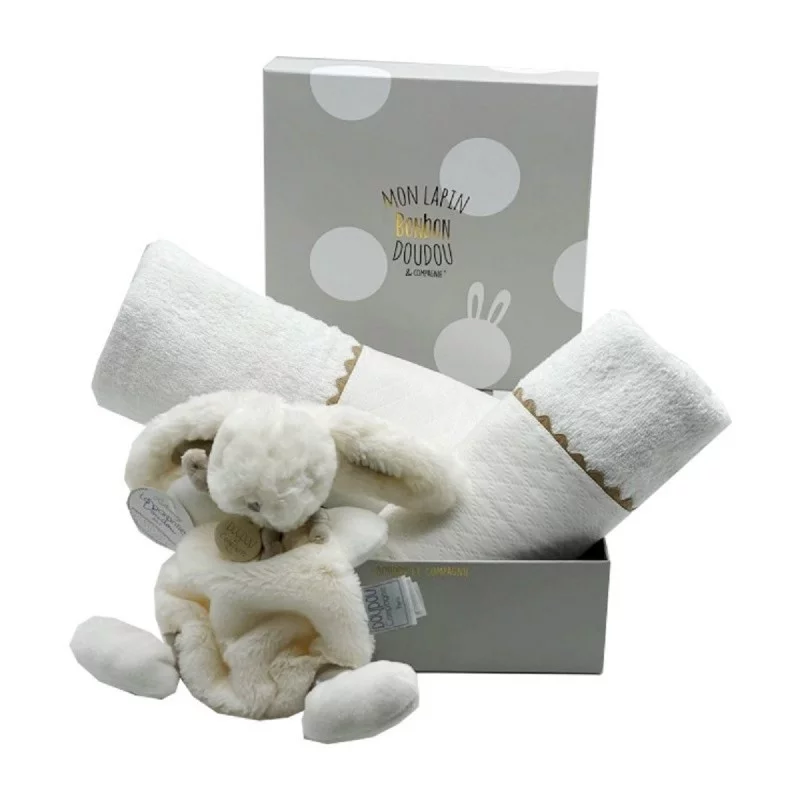 Coffret cadeau de naissance pour bébé avec peluche lapin et serviettes