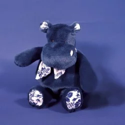 Peluche hippopotame bandana bleu marine - 22CM